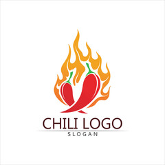 Red hot natural chili icon vector Illustration logo