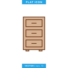 Cabinet drawer icon vector design template.