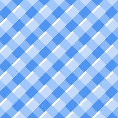 Blue white diagonal checkered plaid seamless pattern