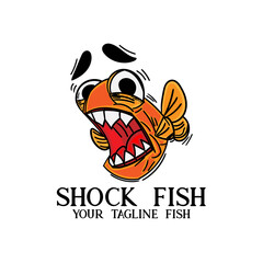 shock fish cartoon illustration vector.