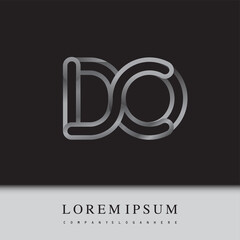 initial logo letter DO, linked outline silver colored, rounded logotype