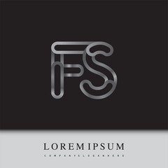 initial logo letter FS, linked outline silver colored, rounded logotype