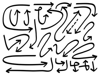 hand drawn Arrows icons Set. arrow icon with various directions. Doodle vector illustration. isolated on a white background