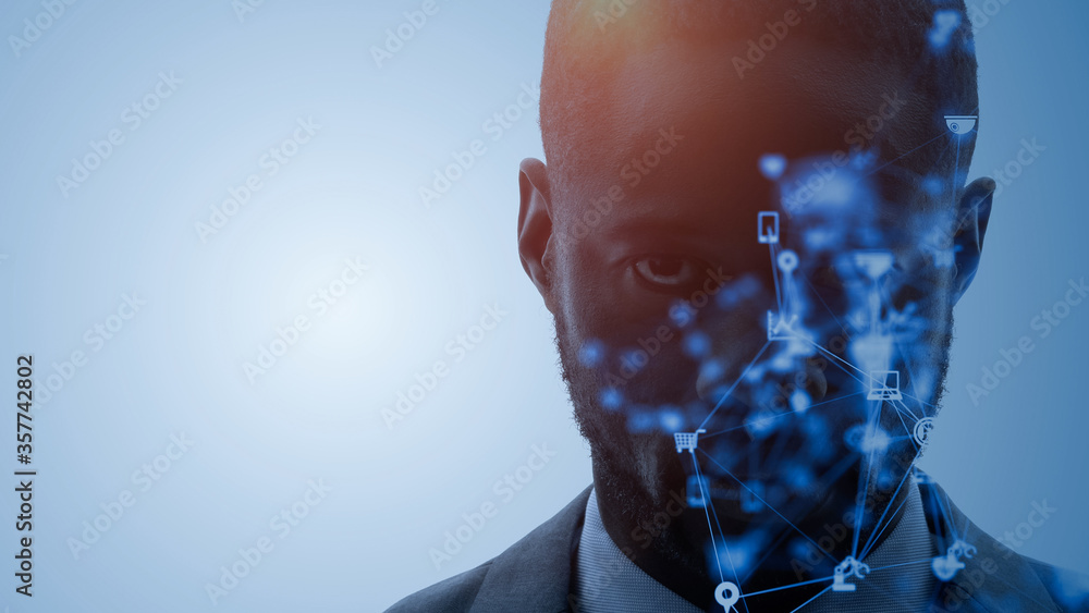 Poster ai (artificial intelligence) concept. deep learning. gui (graphical user interface).
