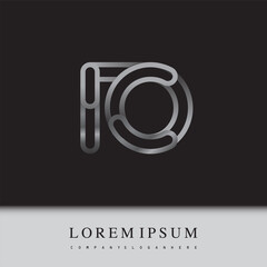 Fototapeta na wymiar initial logo letter IO, linked outline silver colored, rounded logotype