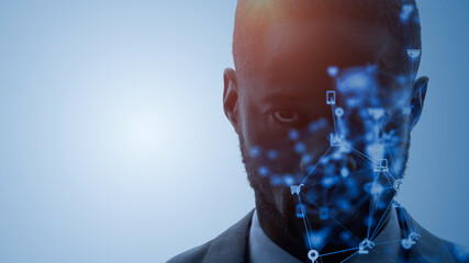 AI (Artificial Intelligence) concept. Deep learning. GUI (Graphical User Interface).