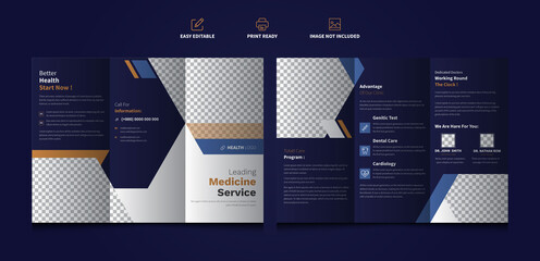 Tri fold brochure design. Corporate business brochure template. Services, Marketing, Company flyer brochure leaflet.  