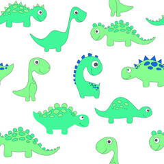 Childish dinosaur seamless pattern for fashion clothes, fabric, t shirts. hand drawn vector