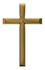 cross golden isolated for background - 3d rendering
