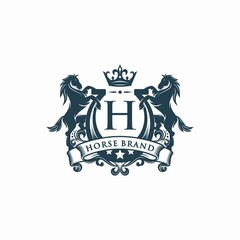 Horse brand logo design vector template
