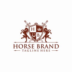 Horse brand logo design vector template
