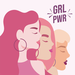 label girl in power with portraits of beautiful women