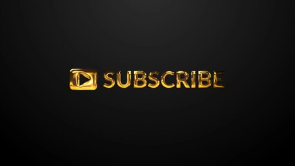 subscribe text symbol in metallic gold motion effect on black background - Powered by Adobe