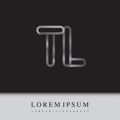 initial logo letter TL, linked outline silver colored, rounded logotype