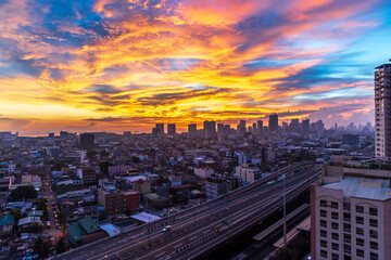 Naklejka na ściany i meble beautiful sunset at manila, Manila, Philippines, May 16, 2020