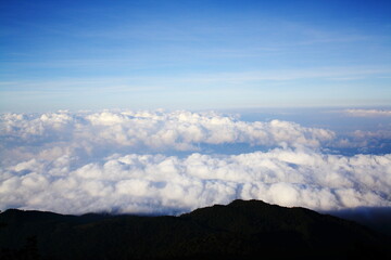 Beautiful scenery from the top of Mount Ciremai, Kuningan, West Java, Indonesia.