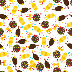 Bright colorful seamless pattern with ice cream and sweets