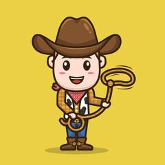 cowboy cute mascot character design