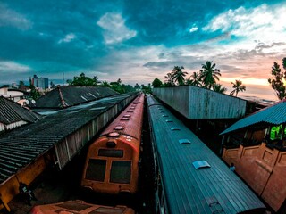 Sky and trains