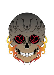 Art Graphic mix skull Tattoo. Hand drawing amd graphic vector.
