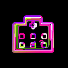 Symbol hospital from multi-colored circles and stripes. UFO Green, Purple, Pink