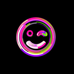 Symbol smile wink from multi-colored circles and stripes. UFO Green, Purple, Pink