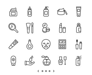 Cosmetic and Skin care line icon set