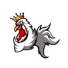 King Rooster mascot logo design vector with modern illustration concept style for badge, emblem and t shirt printing. King Chicken illustration for sport and e-sport team.