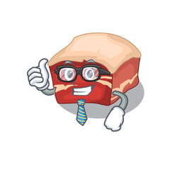 cartoon mascot style of pork belly Businessman with glasses and tie