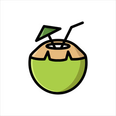 coconut drink - food and drink icon vector design template