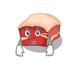 Cartoon image design pork belly showing worried face