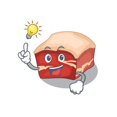 genius pork belly Mascot character has an idea gesture