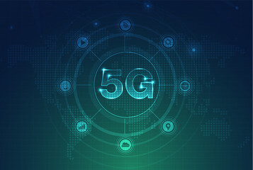 5G network wireless internet Wi-fi connection. Smart city and communication network concept. High speed, broadband telecommunication. vector design.