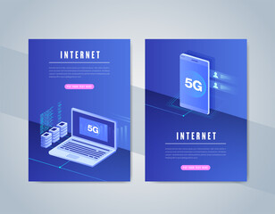 Fototapeta premium 5G network wireless internet Wi-fi connection. Smart city and communication network concept. High speed, broadband telecommunication. vector design.