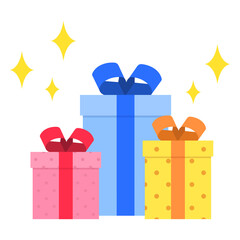 3つのプレゼントとキラキラ