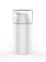 Blank Plastic Cosmetic Round Shape  Lotion Bottle For Branding, 3d Render Illustration.