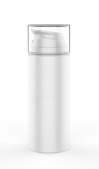 Blank Plastic Cosmetic Round Shape  Lotion Bottle For Branding, 3d Render Illustration.
