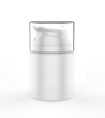 Blank Plastic Cosmetic Round Shape  Lotion Bottle For Branding, 3d Render Illustration.