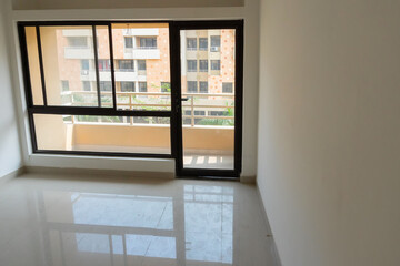 Inside view of window and room of new residential flats being built at Rajarhat New Town area of Kolkata, West Bengal, India. Kolkata is one of the fastest growing city in eastern region of India.