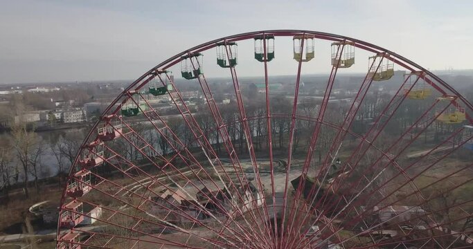 Berlin drone shot in 4K power station & Spreepark ferris wheel
