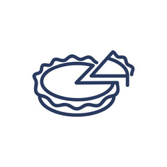 Tasty pie thin line icon. Piece, pastry, cafeteria isolated outline sign. Sweet desserts and bakery concept. Vector illustration symbol element for web design and apps