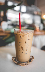 Layout in a loft style in dark colors open space interior view of various coffee