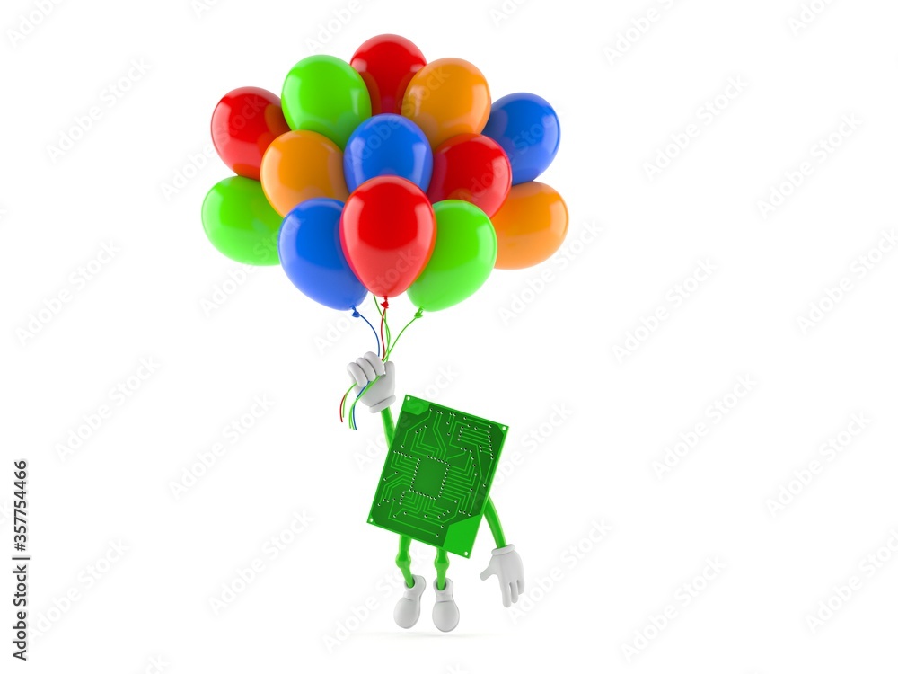 Canvas Prints circuit board character flying with balloons