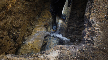 HDPE main pipe burst