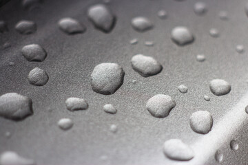 Fototapeta na wymiar Water droplets on a gray background 