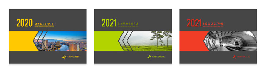 Cover design for annual report business catalog company profile brochure magazine flyer booklet poster banner. A4 landscape template design element cover vector. - obrazy, fototapety, plakaty