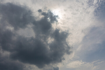 Naklejka na ściany i meble Clouds, blue sky and sun