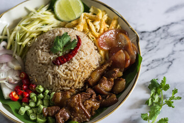 Rice Mixed with Shrimp paste - Thai traditional food