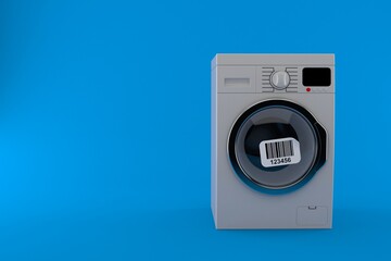 Washing machine with barcode sticker