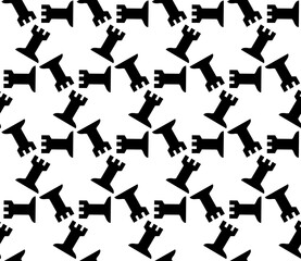 Seamless pattern with Chess rook. Endless background. Vector illustration.